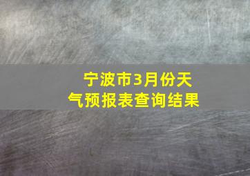 宁波市3月份天气预报表查询结果