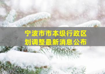 宁波市市本级行政区划调整最新消息公布