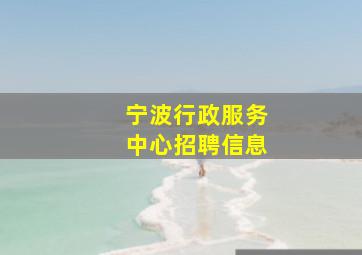 宁波行政服务中心招聘信息