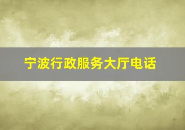 宁波行政服务大厅电话