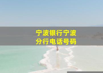 宁波银行宁波分行电话号码