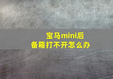 宝马mini后备箱打不开怎么办