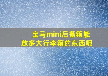 宝马mini后备箱能放多大行李箱的东西呢