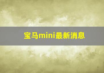 宝马mini最新消息