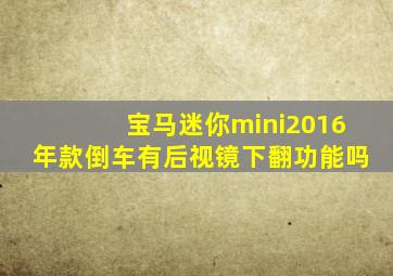 宝马迷你mini2016年款倒车有后视镜下翻功能吗