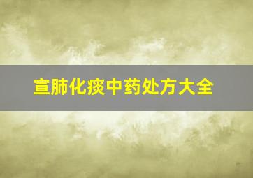 宣肺化痰中药处方大全