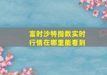 富时沙特指数实时行情在哪里能看到