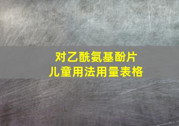 对乙酰氨基酚片儿童用法用量表格