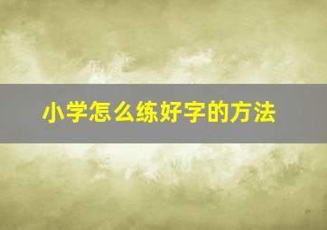 小学怎么练好字的方法