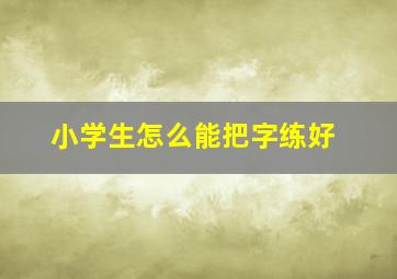 小学生怎么能把字练好