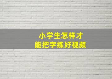 小学生怎样才能把字练好视频