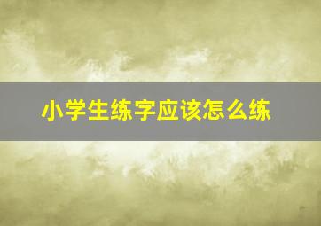 小学生练字应该怎么练