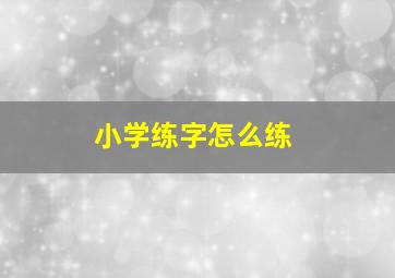 小学练字怎么练