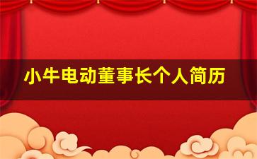 小牛电动董事长个人简历