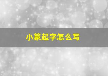 小篆起字怎么写