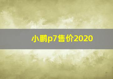 小鹏p7售价2020