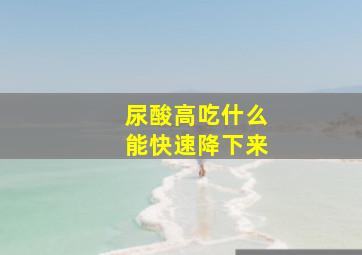 尿酸高吃什么能快速降下来