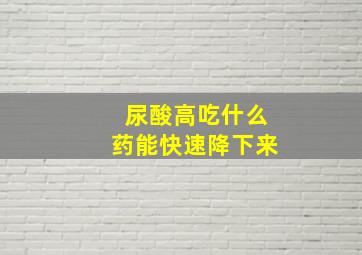 尿酸高吃什么药能快速降下来