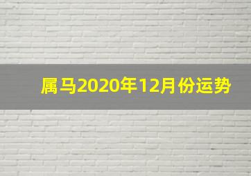 属马2020年12月份运势