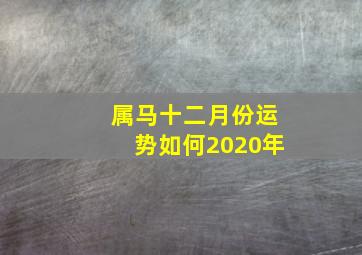 属马十二月份运势如何2020年