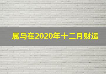 属马在2020年十二月财运