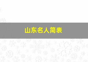 山东名人简表