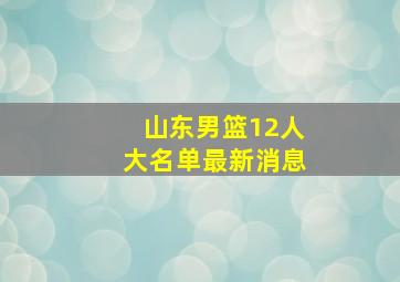 山东男篮12人大名单最新消息