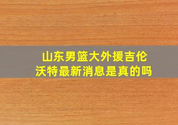 山东男篮大外援吉伦沃特最新消息是真的吗