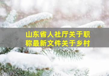 山东省人社厅关于职称最新文件关于乡村