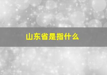 山东省是指什么