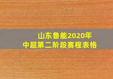 山东鲁能2020年中超第二阶段赛程表格