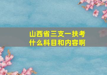 山西省三支一扶考什么科目和内容啊