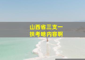 山西省三支一扶考啥内容啊