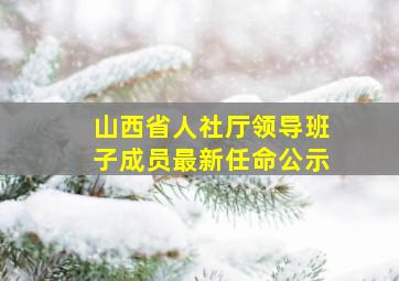 山西省人社厅领导班子成员最新任命公示