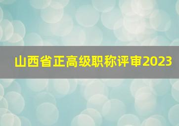 山西省正高级职称评审2023