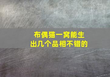 布偶猫一窝能生出几个品相不错的