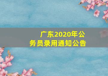 广东2020年公务员录用通知公告