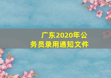 广东2020年公务员录用通知文件