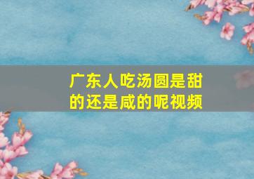 广东人吃汤圆是甜的还是咸的呢视频