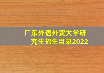 广东外语外贸大学研究生招生目录2022