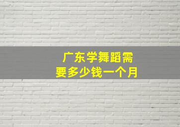 广东学舞蹈需要多少钱一个月