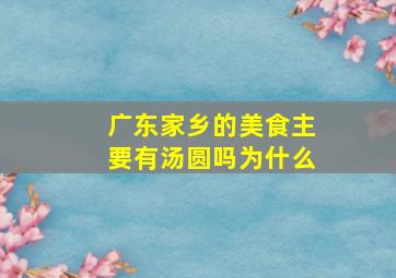 广东家乡的美食主要有汤圆吗为什么