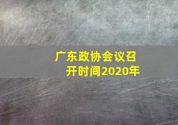 广东政协会议召开时间2020年