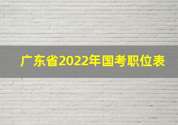 广东省2022年国考职位表