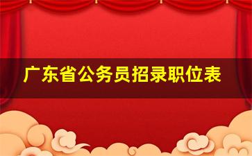 广东省公务员招录职位表