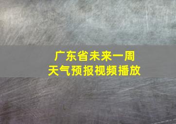 广东省未来一周天气预报视频播放