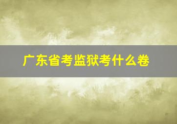 广东省考监狱考什么卷