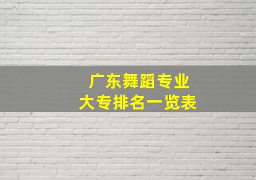 广东舞蹈专业大专排名一览表