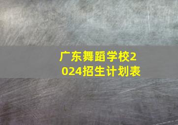 广东舞蹈学校2024招生计划表