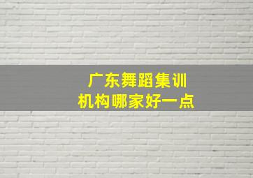 广东舞蹈集训机构哪家好一点